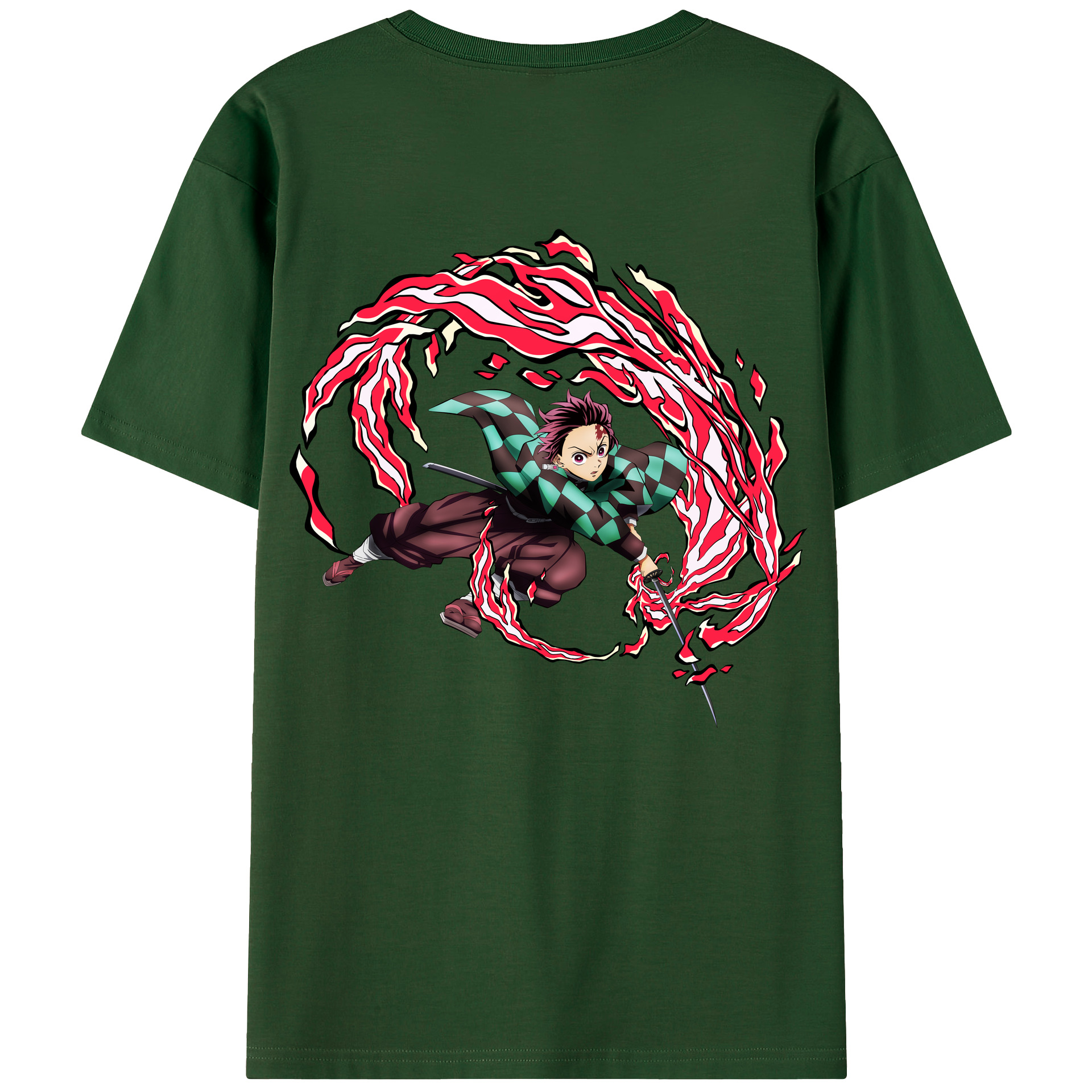 （画像用） 鬼滅の刃 竈門 炭治郎／かまど たんじろう Kamado Tanjirou 綿100％半袖Tシャツ（背面プリント）